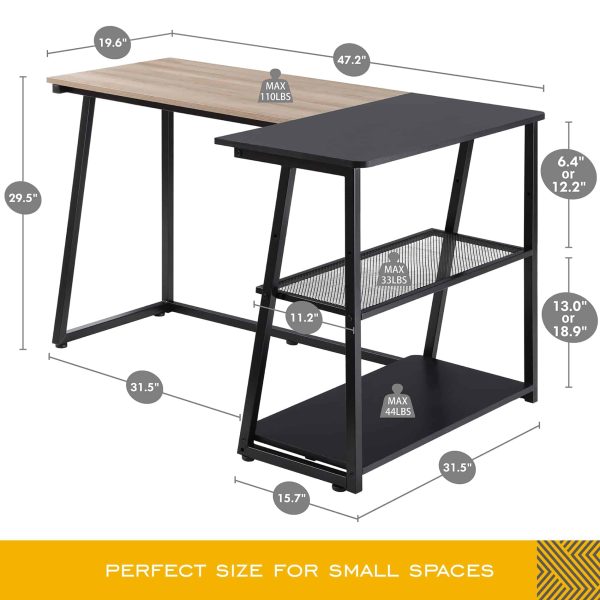 L shaped Computer Desk for Small Spaces Corner Desk Study Writing Desk Table - Image 5