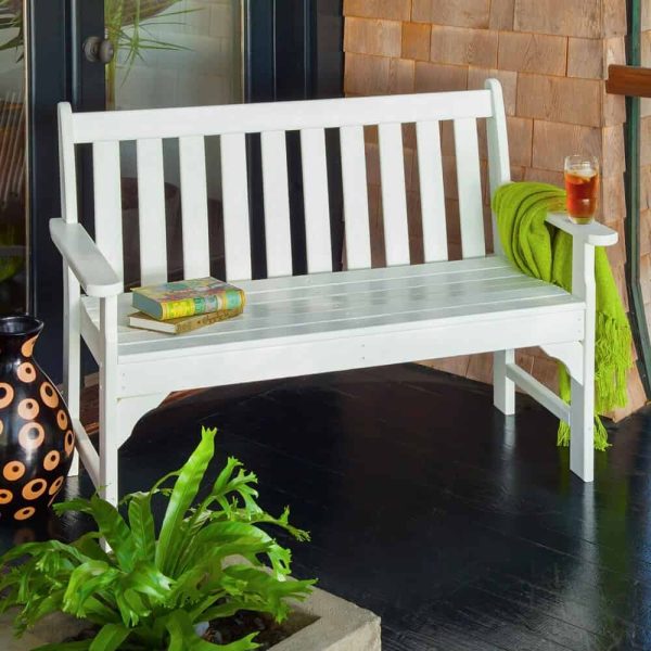 POLYWOOD Vineyard 48.5-in W x 35.25-in H White Plastic Garden Bench - Image 4