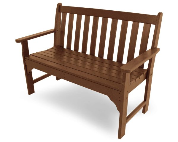POLYWOOD Vineyard 48.5-in W x 35.25-in H Teak Plastic Garden Bench