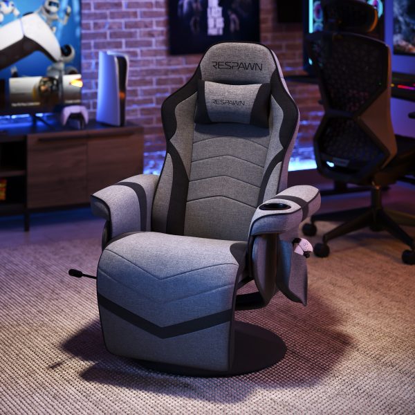 RESPAWN 900 Gaming Recliner   Reclining Gaming Chair with Footrest, Gaming Chair Recliner, Grey / Black
