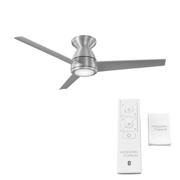 Modern Forms Tip Top 44-in Brushed Aluminum Integrated LED Indoor/Outdoor Flush Mount Smart Ceiling Fan with Light and Remote (3-Blade) - Image 3