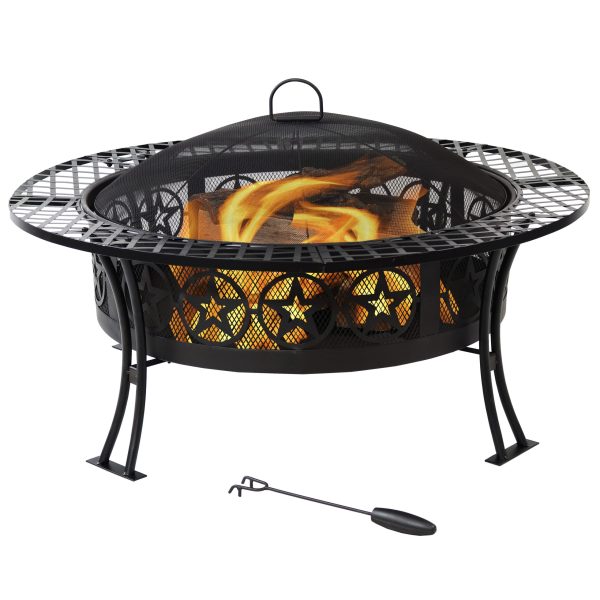 Decor 40-in W Black Steel Wood-Burning Fire Pit