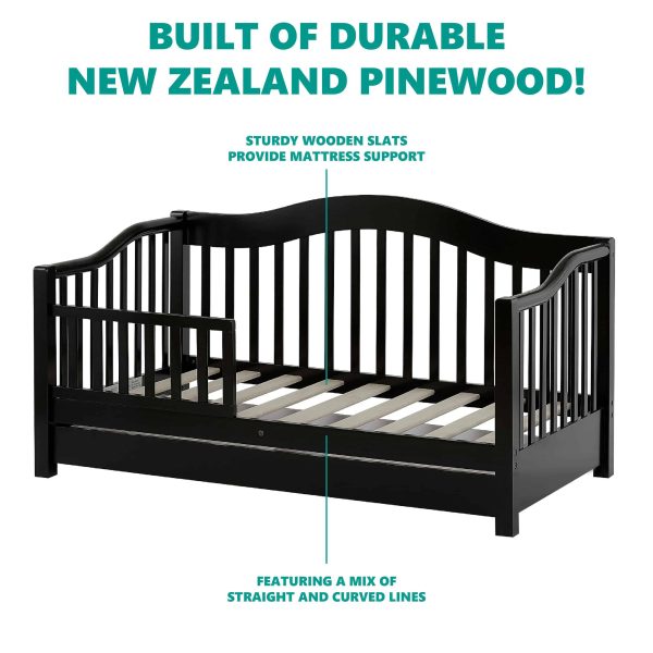 Dream on Me Toddler Day Bed with Storage, Black - Image 4