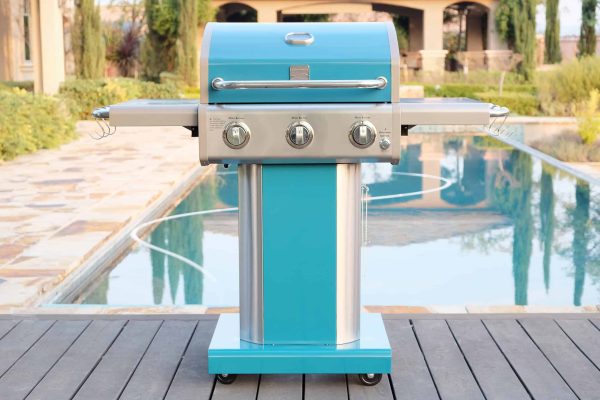 Teal 3-Burner Liquid Propane Gas Grill - Image 4