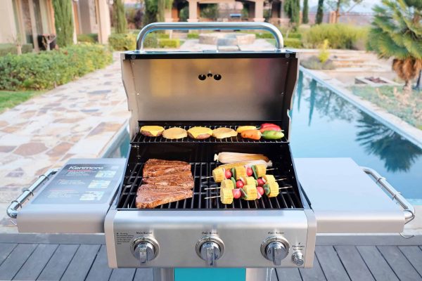Teal 3-Burner Liquid Propane Gas Grill - Image 6
