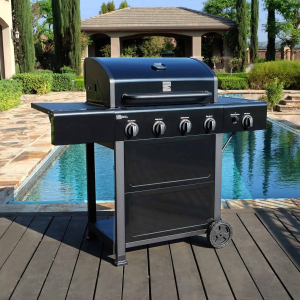 Black 4-Burner Liquid Propane Gas Grill with 1 Side Burner - Image 3