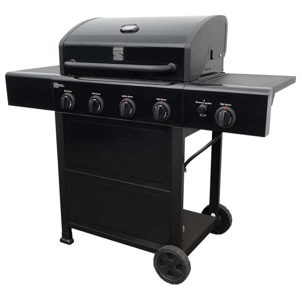 Black 4-Burner Liquid Propane Gas Grill with 1 Side Burner - Image 2