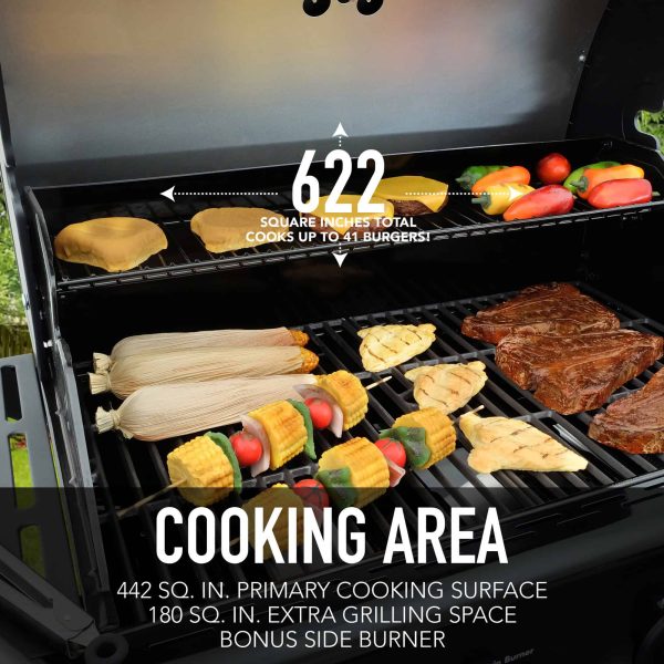 Black 4-Burner Liquid Propane Gas Grill with 1 Side Burner - Image 9