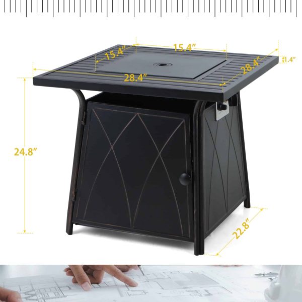 Sophia   William 28 inch Outdoor Gas Fire Pit Table with Lid 50,000 BTU - Image 7