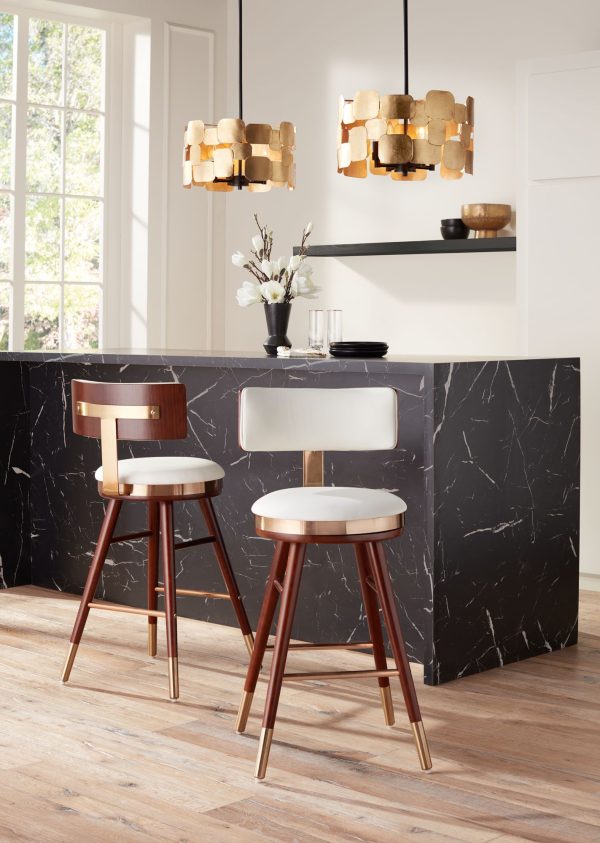 Studio 55D Parker 27 3/4  High White Leather Counter Stool - Image 2