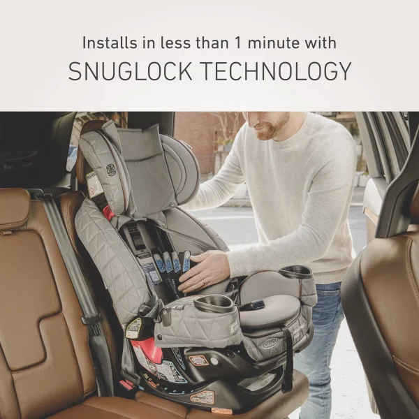 Graco Premier 4Ever DLX Extend2Fit SnugLock 4-in-1 Car Seat featuring Anti-Rebound Bar, Midtown Collection   Midtown - Image 4