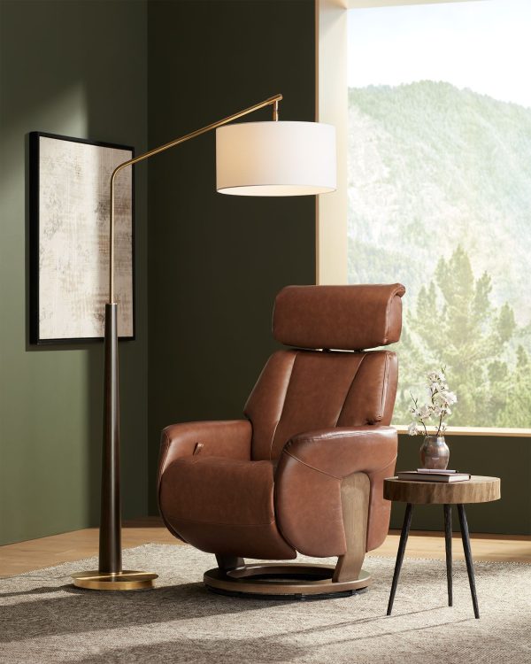 Pilar 72 1/2  Warm Gold and Espresso Arc Floor Lamp - Image 4