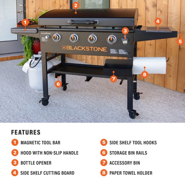 Original 4-Burner 36” Propane Griddle with Hood and Omnivore Griddle Plate - Image 8