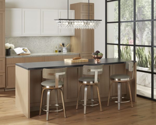 Tilden 26  High Wood and Gray Leather Swivel Seat Counter Stool - Image 2