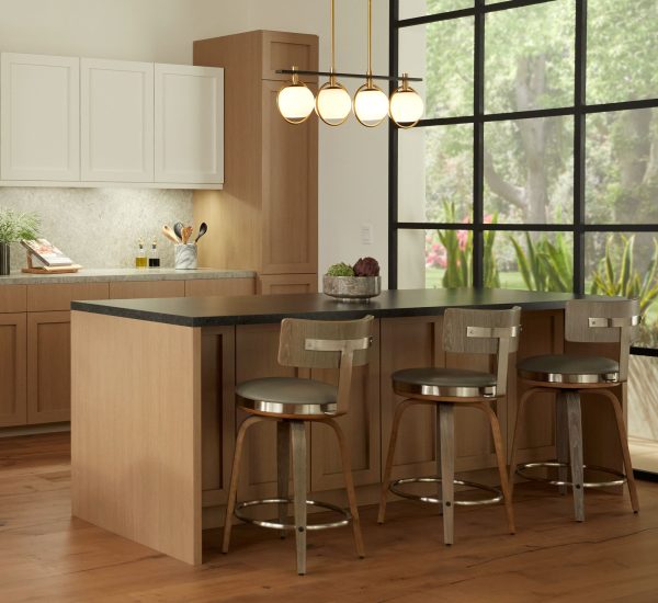 Tilden 26  High Wood and Gray Leather Swivel Seat Counter Stool - Image 3