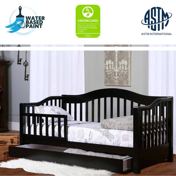 Dream on Me Toddler Day Bed with Storage, Black - Image 3