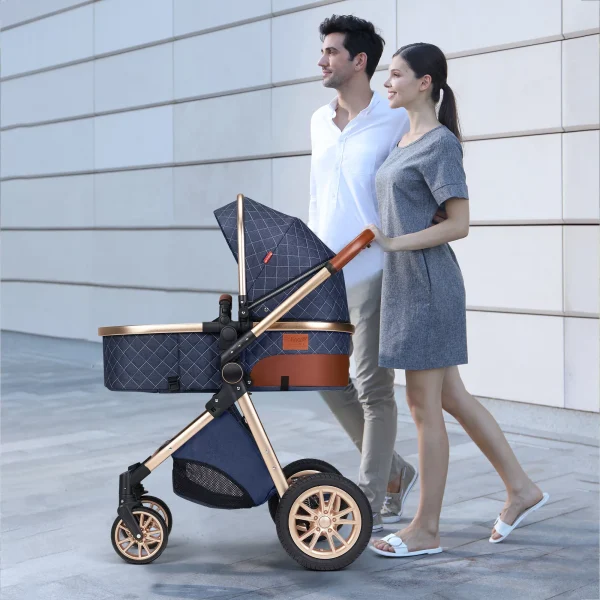 B.Childhood High Landscape Baby Stroller Folding Reversible Seat,Unisex,Blue - Image 12
