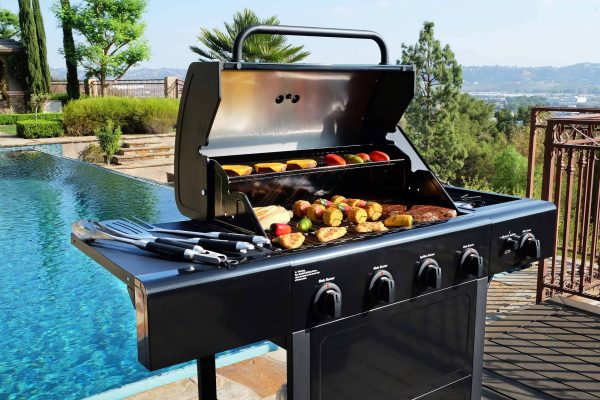 Black 4-Burner Liquid Propane Gas Grill with 1 Side Burner - Image 13