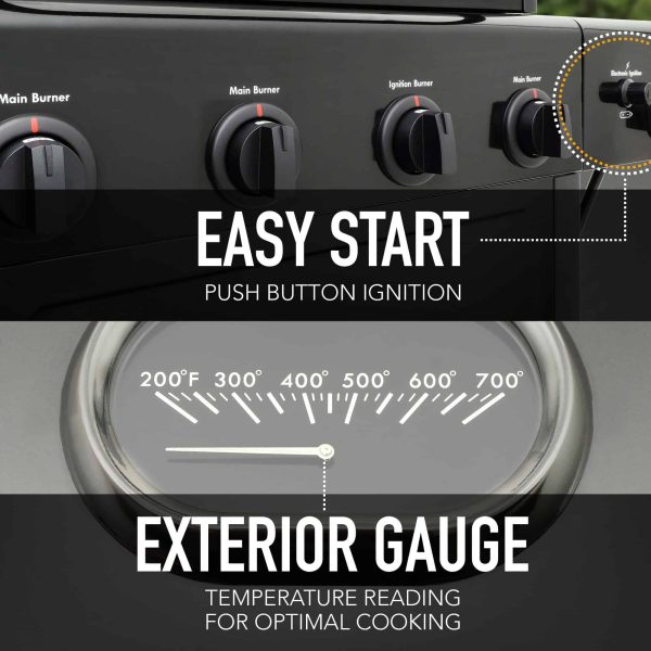 Black 4-Burner Liquid Propane Gas Grill with 1 Side Burner - Image 11