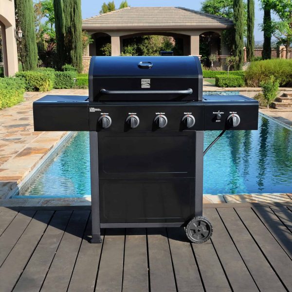 Black 4-Burner Liquid Propane Gas Grill with 1 Side Burner - Image 12