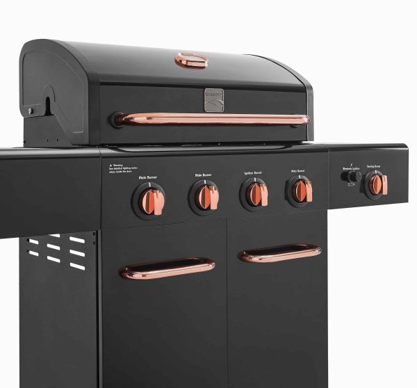 Black with Copper Accents 4-Burner Liquid Propane Gas Grill with 1 Side Burner - Image 12