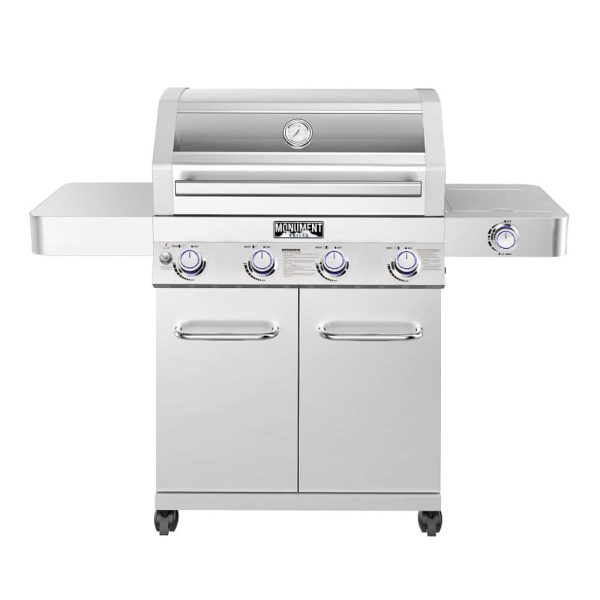Clearview Stainless Steel 4-Burner Liquid Propane and Natural Gas Grill with 1 Side Burner