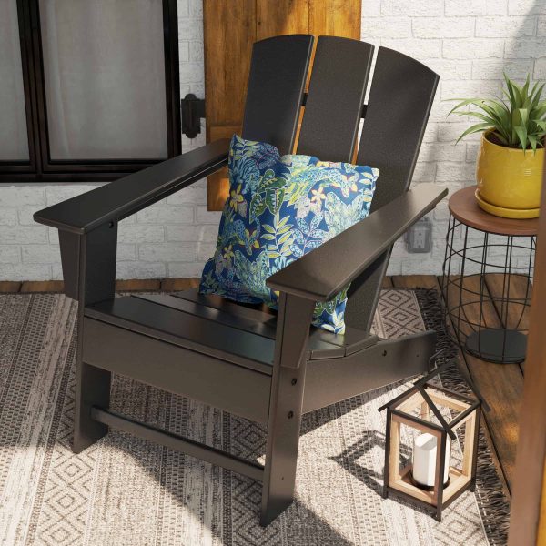POLYWOOD Oakport Set of 2 Black Hdpe Frame Stationary Adirondack Chair with Slat Seat - Image 4