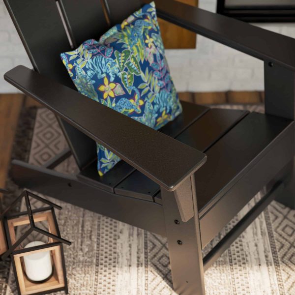POLYWOOD Oakport Set of 2 Black Hdpe Frame Stationary Adirondack Chair with Slat Seat - Image 5