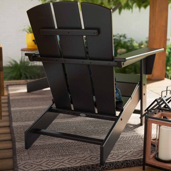 POLYWOOD Oakport Set of 2 Black Hdpe Frame Stationary Adirondack Chair with Slat Seat - Image 6