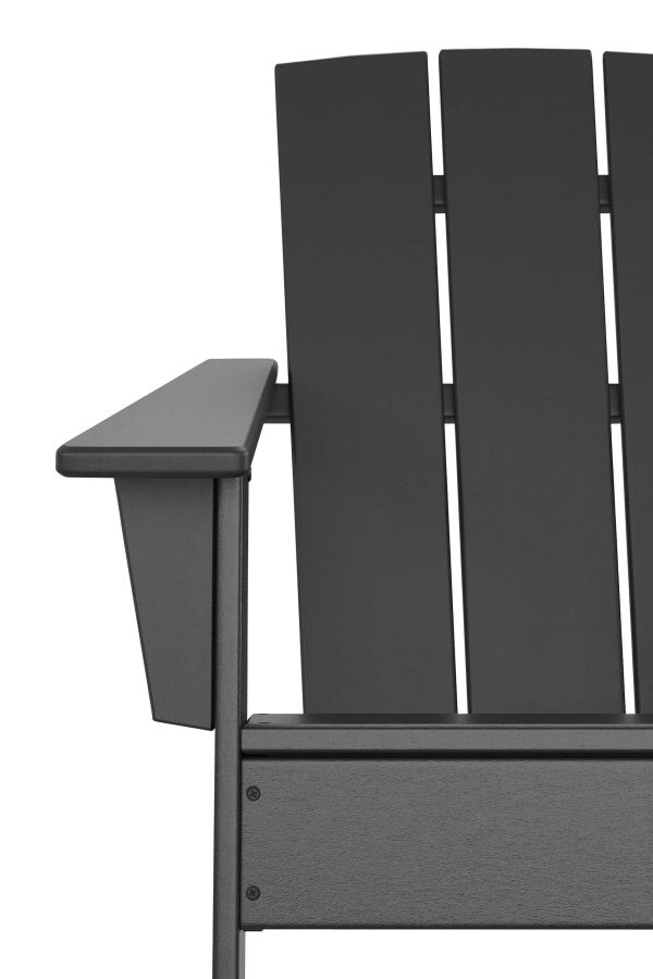 POLYWOOD Oakport Set of 2 Black Hdpe Frame Stationary Adirondack Chair with Slat Seat - Image 11