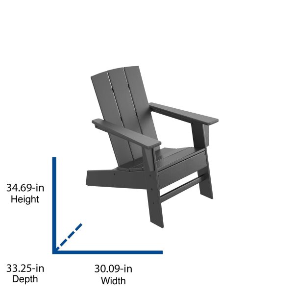 POLYWOOD Oakport Set of 2 Black Hdpe Frame Stationary Adirondack Chair with Slat Seat - Image 10