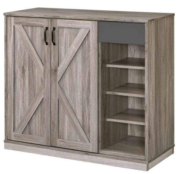 Toski 45-in W x 40-in H Wood Composite Rustic Gray Oak Freestanding Utility Storage Cabinet