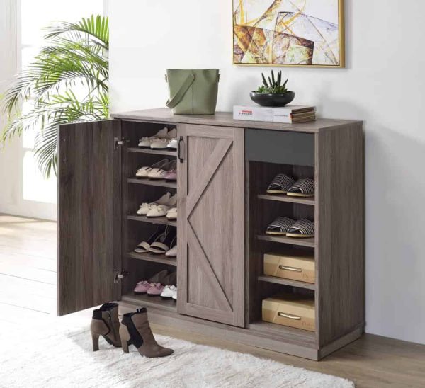 Toski 45-in W x 40-in H Wood Composite Rustic Gray Oak Freestanding Utility Storage Cabinet - Image 3