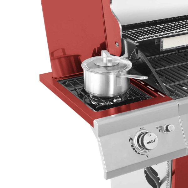 Red 5-Burner Liquid Propane Infrared Gas Grill with 1 Side Burner - Image 11