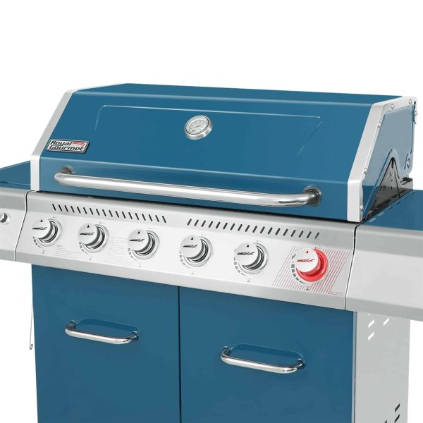 Blue 6-Burner Liquid Propane Gas Grill with 1 Side Burner - Image 11