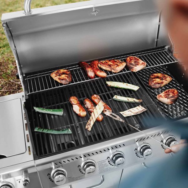 Stainless Steel 6-Burner Liquid Propane Gas Grill with 1 Side Burner - Image 9