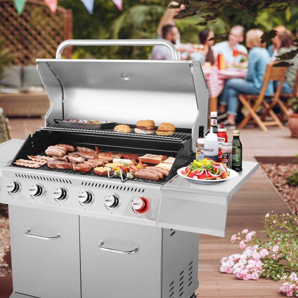 Stainless Steel 6-Burner Liquid Propane Gas Grill with 1 Side Burner - Image 10