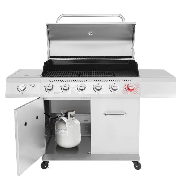 Stainless Steel 6-Burner Liquid Propane Gas Grill with 1 Side Burner - Image 11