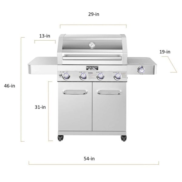 Clearview Stainless Steel 4-Burner Liquid Propane and Natural Gas Grill with 1 Side Burner - Image 9