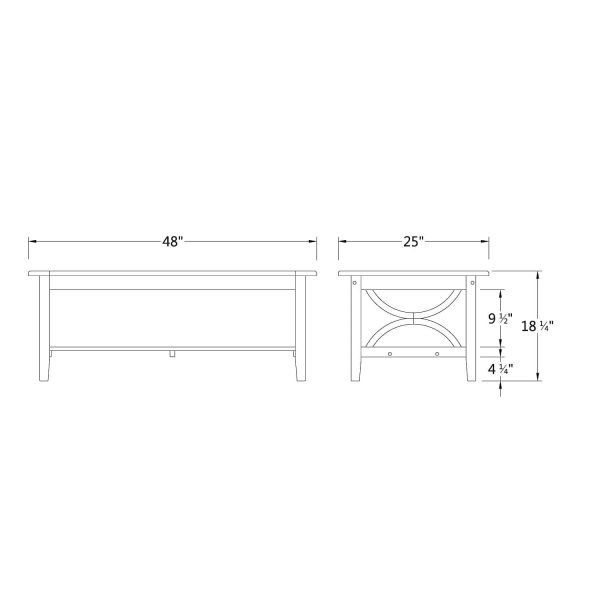 Casual Chester Rectangle Outdoor Coffee Table 25-in W x 48-in L - Image 6