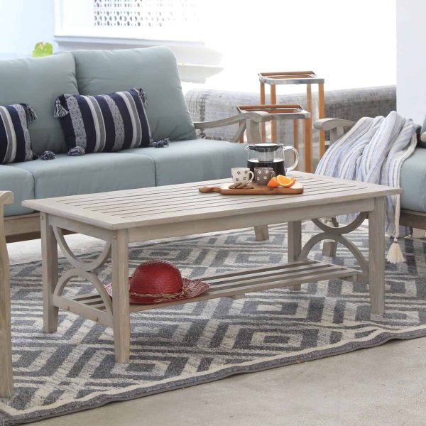 Casual Chester Rectangle Outdoor Coffee Table 25-in W x 48-in L - Image 3