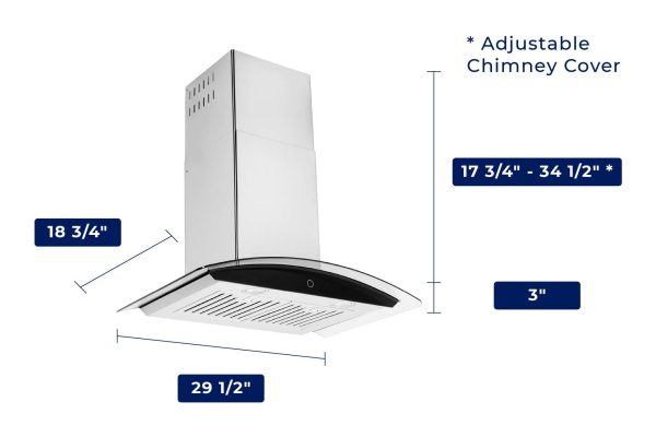 Hauslane Chef 30-in 450-CFM Convertible Stainless Steel Wall-Mounted Range Hood - Image 11
