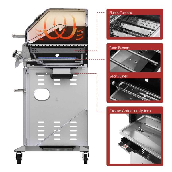Stainless Steel 6-Burner Liquid Propane Gas Grill with 1 Side Burner - Image 5
