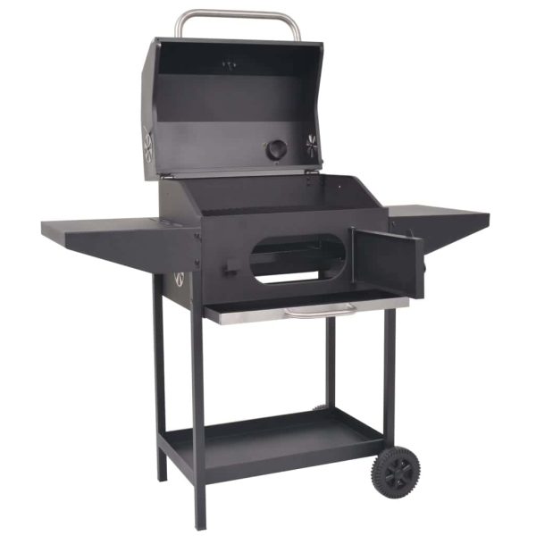 BBQ Charcoal Smoker with Bottom Shelf Black - Image 2
