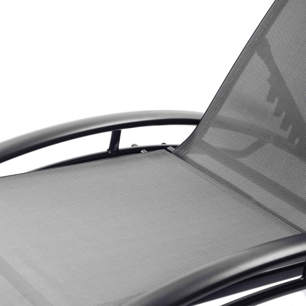 Patio Chair Set of 2 Metal Frame Stationary Chaise Lounge Chair(s) with Gray Textilene Sling Seat - Image 13