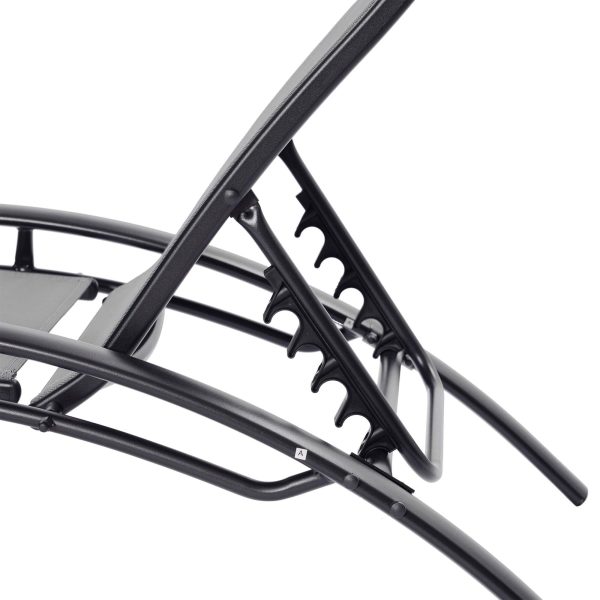 Patio Chair Set of 2 Metal Frame Stationary Chaise Lounge Chair(s) with Gray Textilene Sling Seat - Image 12