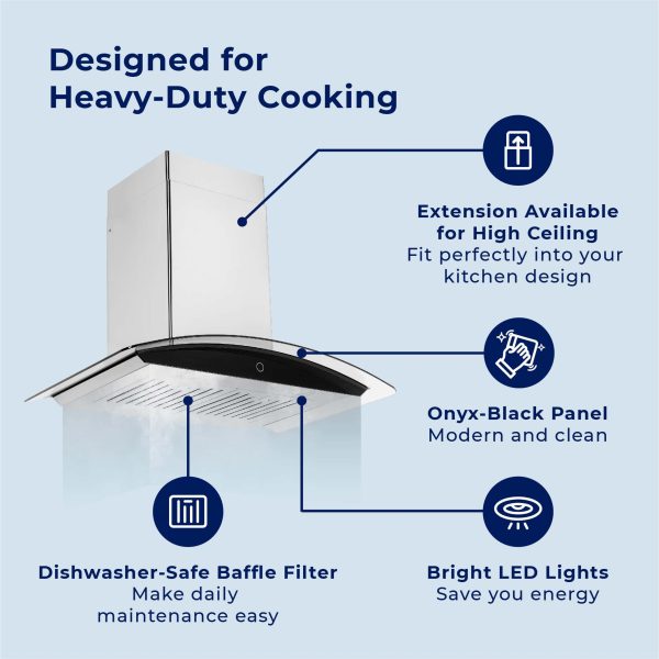 Hauslane Chef 30-in 450-CFM Convertible Stainless Steel Wall-Mounted Range Hood - Image 3