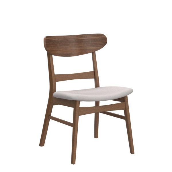 Home Idalia Mid-century Modern Dining Chairs (Set of 4) by  Home, Light Beige, Walnut - Image 5