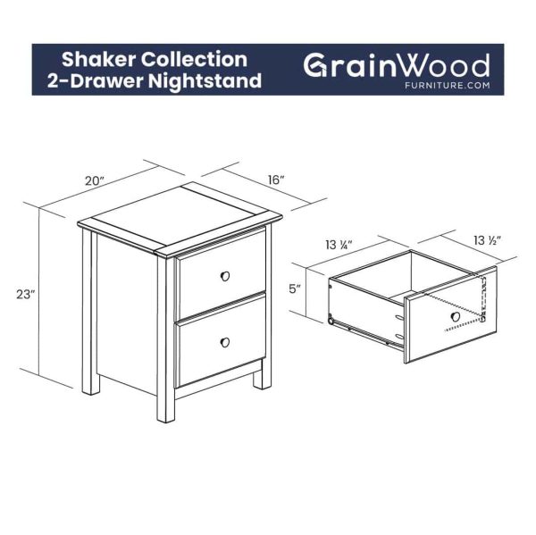 Shaker 2-Drawer Bedside Nightstand, Solid Wood with Walnut Finish - Image 7