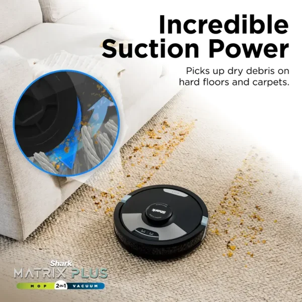 Matrix Plus 2-in-1 Robot Vacuum   Mop with Sonic Mopping, Matrix Clean, Home Mapping, HEPA Bagless Self Empty, WiFi   Black - Image 7